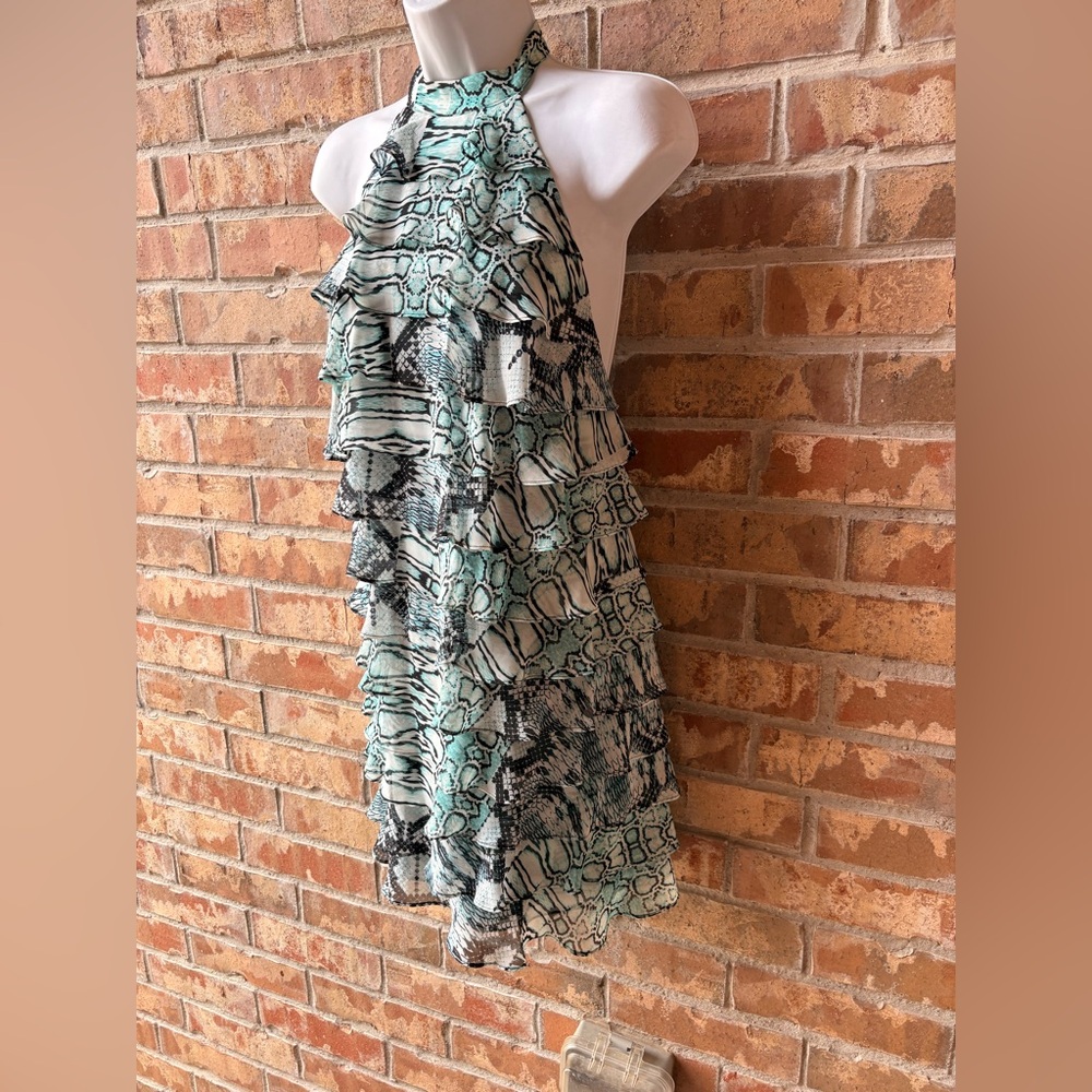 MARCIANO "COME HITHER RUFFLE DRESS" HALTER MINI SIZE M - Picture 6 of 9